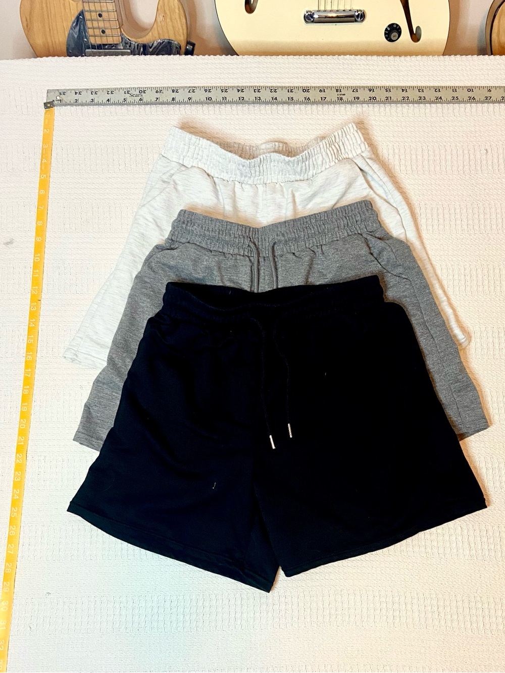 Bundle of 3 Womens Lounge Athletic Shorts Black Gray Oatmeal Elastic Waist S